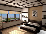 Интерьер спальни в японском стиле